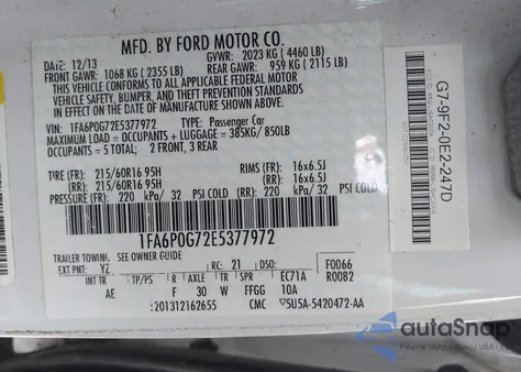 2014 Ford Fusion S from USA, damaged, VIN 1FA6P0G72E5377972